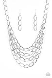 Paparazzi "Chain Reaction" Silver Necklace & Earring Set Paparazzi Jewelry