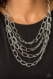 Paparazzi "Chain Reaction" Silver Necklace & Earring Set Paparazzi Jewelry