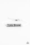 Paparazzi "Brave Spirit" White Suede Silver Plate I AM BRAVE Bracelet Paparazzi Jewelry