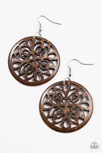 Paparazzi "You, Me, and The Sea" Brown Wooden Disc Earrings Paparazzi Jewelry