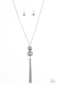 Paparazzi "Still Killin It" Silver Hematite Gems Pendant Necklace & Earring Set Paparazzi Jewelry