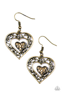 Paparazzi "Hopeful Hearts" Brass Earrings Paparazzi Jewelry