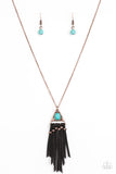 Paparazzi "Grand Cherokee" Copper Frame Blue Turquoise Stone Black Suede Necklace & Earring Set Paparazzi Jewelry