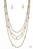 Paparazzi "City Cache" Brass Multi Chain Necklace & Earring Set Paparazzi Jewelry