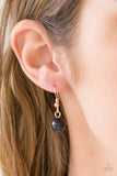 Paparazzi "Stone Magnificence" Black Stone Pendant Gold Necklace & Earring Set Paparazzi Jewelry