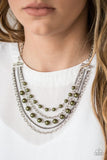 Paparazzi "Metro Modest" Green Necklace & Earring Set Paparazzi Jewelry