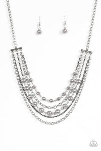 Paparazzi "Metro Modest" Silver Necklace & Earring Set Paparazzi Jewelry