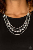 Paparazzi "Metro Modest" Silver Necklace & Earring Set Paparazzi Jewelry