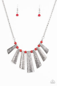 Paparazzi "Sassy Stonehenge" Red Necklace & Earring Set Paparazzi Jewelry