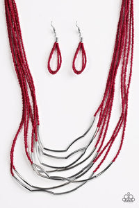 Paparazzi "Living The GLEAM" Red Necklace & Earring Set Paparazzi Jewelry