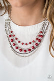 Paparazzi "Metro Modest" Red Necklace & Earring Set Paparazzi Jewelry