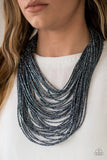 Paparazzi "Ice Storm" Blue 137XX Necklace & Earring Set Paparazzi Jewelry