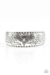 Paparazzi "Lily Of The Tribe" Silver Etched Antiqued Thick Cuff Bracelet Paparazzi Jewelry