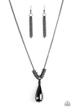 Paparazzi "Just A Drop" Black Teardrop Pendant Gunmetal Necklace & Earring Set Paparazzi Jewelry