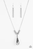 Paparazzi "Just A Drop" Silver Tone Teardrop Pendant Necklace & Earring Set Paparazzi Jewelry