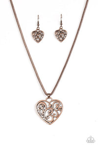 Paparazzi "FILIGREE Your Heart With Love" Copper Necklace & Earring Set Paparazzi Jewelry