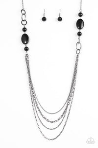 Paparazzi "GLAMMED By Association" Black Bead Gunmetal Necklace & Earring Set Paparazzi Jewelry