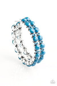 Paparazzi "HOOP de Loop" Blue Beads Silver Tone Hoop Earrings Paparazzi Jewelry