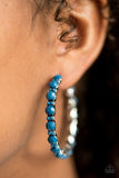 Paparazzi "HOOP de Loop" Blue Beads Silver Tone Hoop Earrings Paparazzi Jewelry
