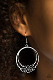 Paparazzi "Spiraling Serenity" Black Bead Silver Stud Hoop Earrings Paparazzi Jewelry