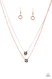 Paparazzi "Radiant In Rings" Multi Silver Copper Ring Necklace & Earring Set Paparazzi Jewelry