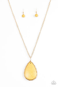 Paparazzi "Stone Magnificence" Yellow Stone Pendant Gold Tone Necklace & Earring Set Paparazzi Jewelry