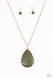 Paparazzi "Stone Magnificence" Green Stone Pendant Gold Necklace & Earring Set Paparazzi Jewelry