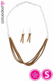 Paparazzi "Best Suede Plans" Brown Necklace & Earring Set Paparazzi Jewelry