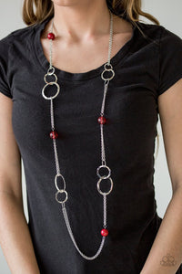 Paparazzi VINTAGE VAULT REPO "Keepin It Cali" Red Necklace & Earring Set Paparazzi Jewelry