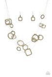 Paparazzi VINTAGE VAULT "GEO-ing Strong" Brass Necklace & Earring Set Paparazzi Jewelry