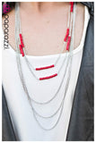Paparazzi "Crimson Disposition" Red Necklace & Earring Set Paparazzi Jewelry