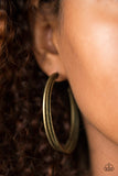 Paparazzi "Delusions Of Grandeur" Brass Etched Hoop Earrings Paparazzi Jewelry