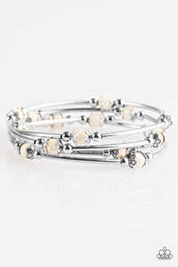 Paparazzi "Trade Route" White Stone Bead Silver Infinity Bracelet Paparazzi Jewelry