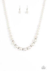 Paparazzi "Showtime Shimmer" White 250XX Necklace & Earring Set Paparazzi Jewelry