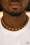 Paparazzi "Hiker Haven" Orange Cord Brown Leather Urban Necklace Unisex Paparazzi Jewelry