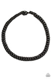 Paparazzi "Trail Guide" Black Leather Braid Urban Necklace Unisex Paparazzi Jewelry