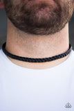 Paparazzi "Trail Guide" Black Leather Braid Urban Necklace Unisex Paparazzi Jewelry