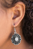 Paparazzi "Distracted By Daisies" Black Flower Studded Center Silver Earrings Paparazzi Jewelry