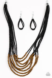 Paparazzi "The Savannah Plains" Black Necklace & Earring Set Paparazzi Jewelry