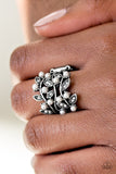 Paparazzi "I, Me, and VINE" Silver Faux Pearl White Rhinestone Silver Tone Ring Paparazzi Jewelry