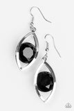 Paparazzi "Your Eyes Only" Black Gem Silver Marquise Frame Earrings Paparazzi Jewelry