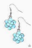 Paparazzi "Merry Meadows" Blue Flower White Rhinestone Silver Earrings Paparazzi Jewelry