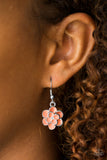Paparazzi "Merry Meadows" Orange Flower White Rhinestone Silver Earrings Paparazzi Jewelry