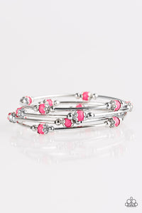 Paparazzi "Trade Route" Pink Bead Silver Accent Bracelet Paparazzi Jewelry