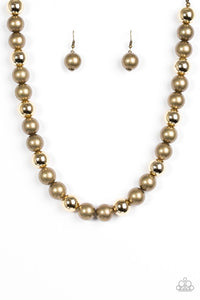 Paparazzi "Downtown Drama" Brass Necklace & Earring Set Paparazzi Jewelry