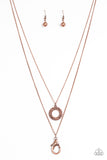 Paparazzi "Secret Of Success" Copper Lanyard Necklace & Earring Set Paparazzi Jewelry
