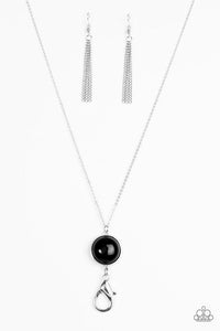 Paparazzi "Living The GLEAM" Black Lanyard Necklace & Earring Set Paparazzi Jewelry