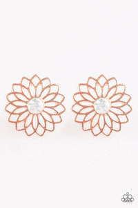 Paparazzi "Floral Fleek" Rose Gold Tone Flower Earrings Paparazzi Jewelry