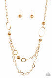 Paparazzi "Mega Metal" Gold Necklace & Earring Set Paparazzi Jewelry