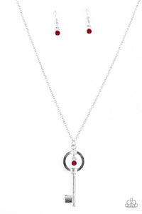 Paparazzi "Open New Doors" Red Necklace & Earring Set Paparazzi Jewelry